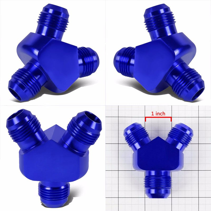 Blue Aluminum 12AN Male-10AN Male Y-Block Splitter Oil/Fuel Hose Fitting Adapter BuildFastCar