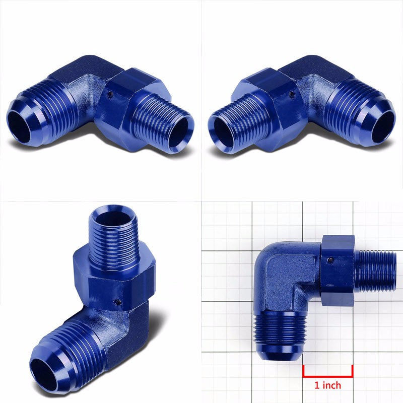 Blue Aluminum 12AN Male-1/2" NPT Male 90 Degree Oil/Fuel Hose Fitting Adapter BuildFastCar