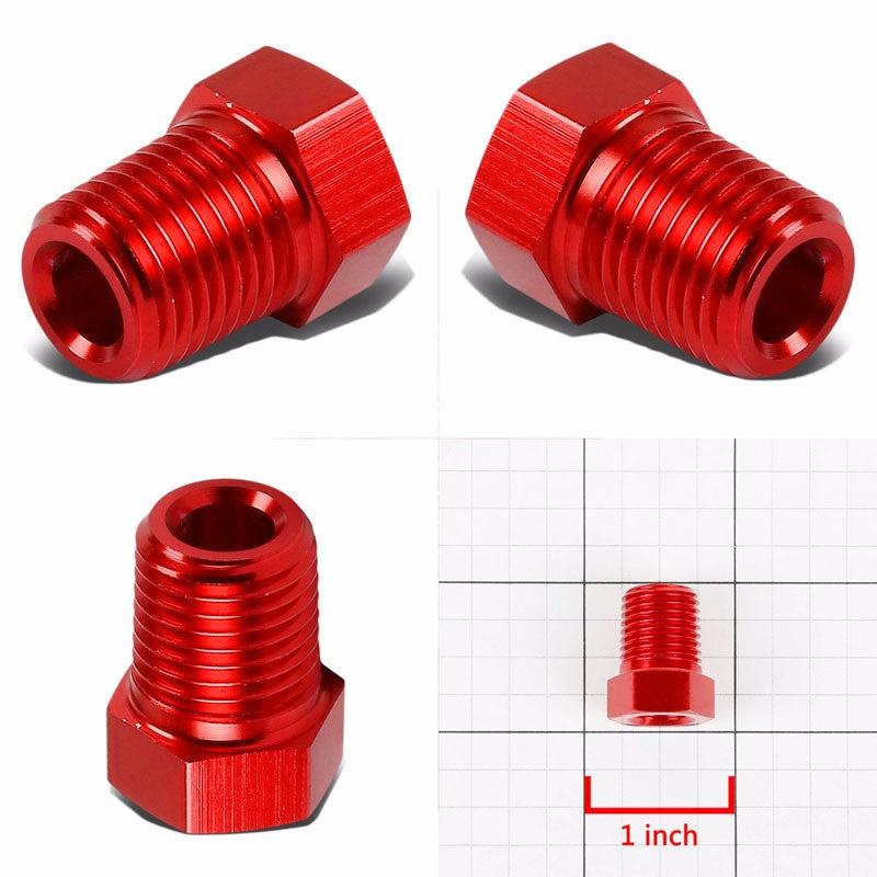Red Aluminum 1/8" Female-1/4" Male NPT Bushing Oil/Fuel Reducer Fitting Adapter BuildFastCar