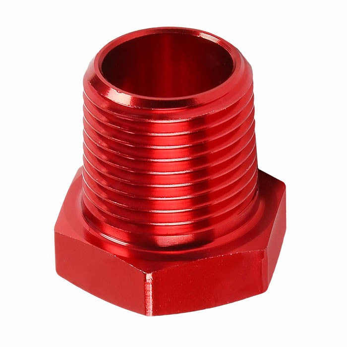 Red Aluminum 1/4" Female-3/8" Male NPT Bushing Oil/Fuel Reducer Fitting Adapter BuildFastCar