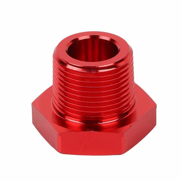Red Aluminum 1/4" Female-3/4" Male NPT Bushing Oil/Fuel Reducer Fitting Adapter BuildFastCar