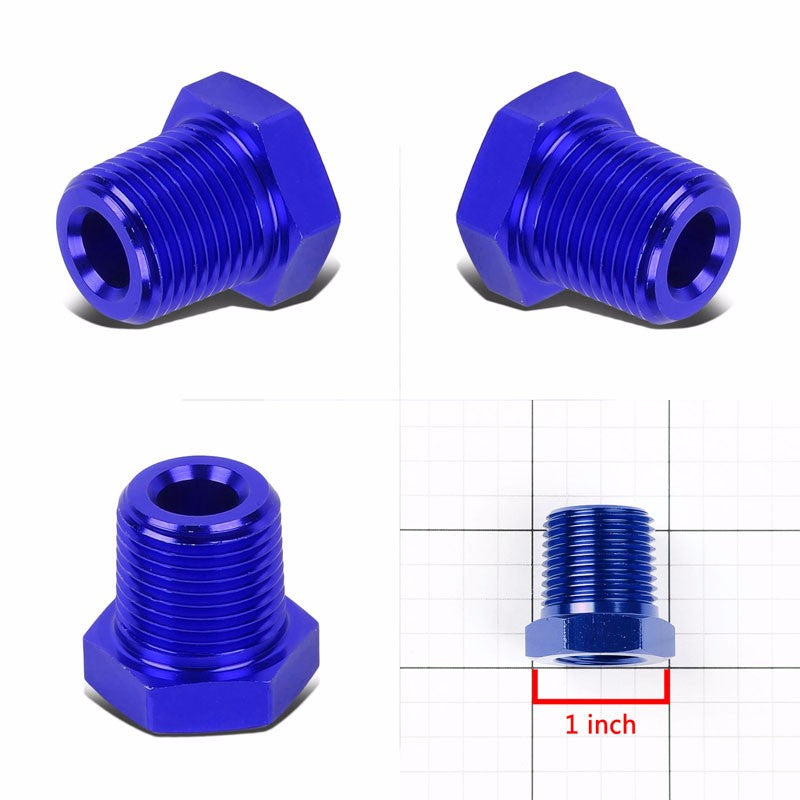 Blue Aluminum 3/8" Female-1/2" Male NPT Bushing Oil/Fuel Reducer Fitting Adapter BuildFastCar