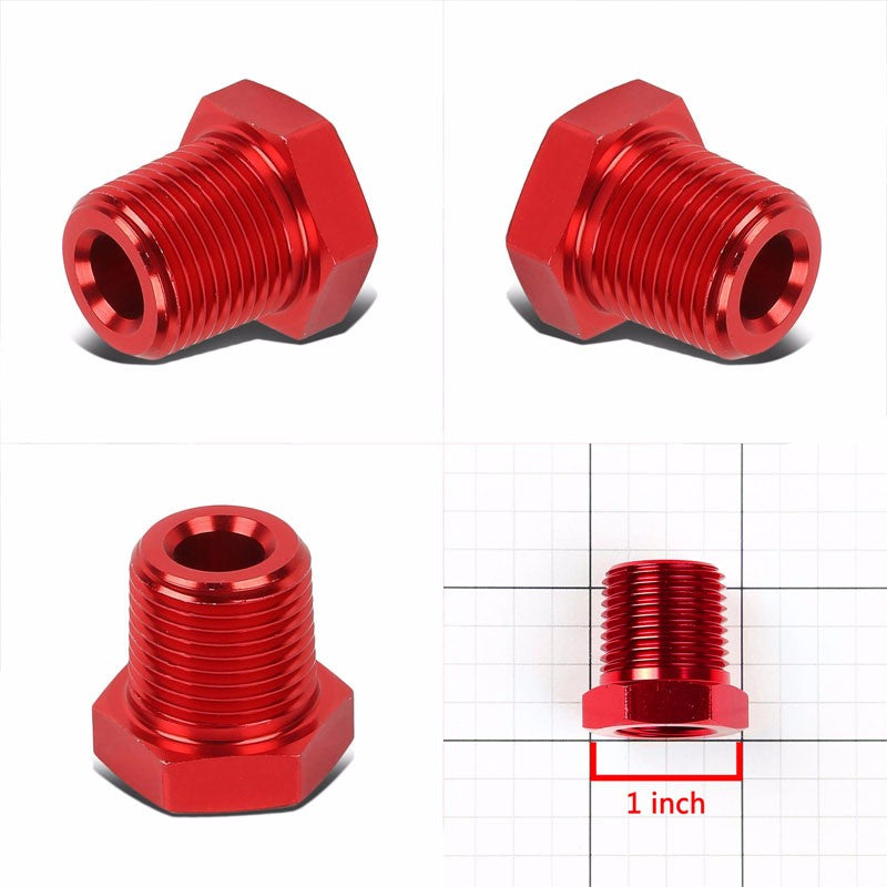 Red Aluminum 3/8" Female-1/2" Male NPT Bushing Oil/Fuel Reducer Fitting Adapter BuildFastCar