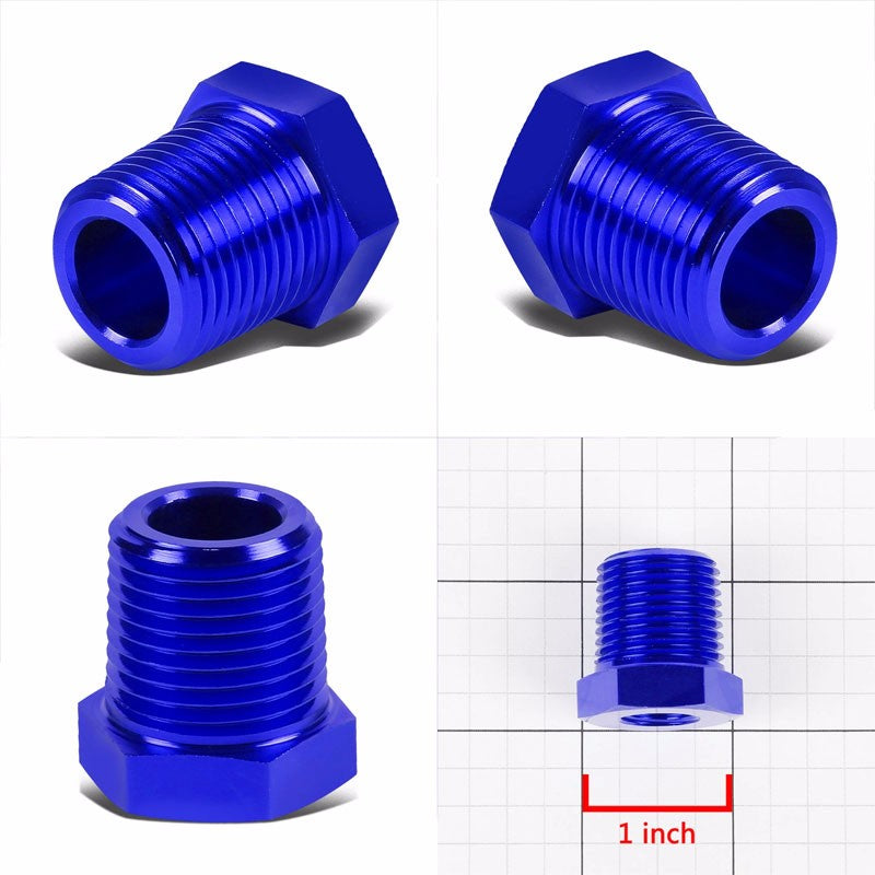 Blue Aluminum 1/4" Female-1/2" Male NPT Bushing Oil/Fuel Reducer Fitting Adapter BuildFastCar