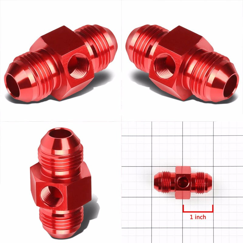 Red Aluminum Male Flare Union 1/8" NPT Side Port Pressure 8AN Fitting Adapter BuildFastCar