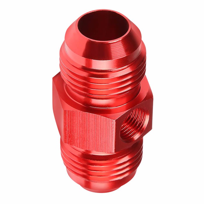 Red Aluminum Male Flare Union 1/8" NPT Side Port Pressure 10AN Fitting Adapter BuildFastCar