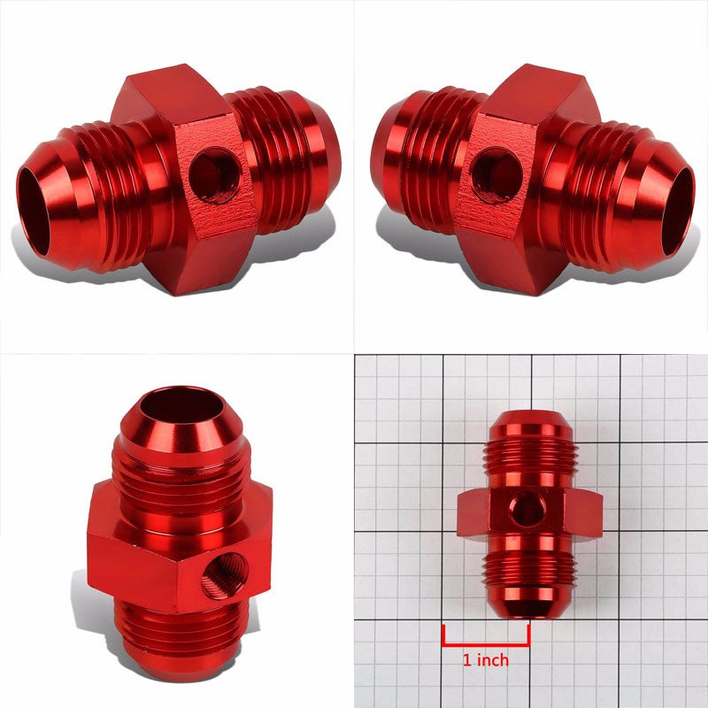 Red Aluminum Male Flare Union 1/8" NPT Side Port Pressure 12AN Fitting Adapter BuildFastCar