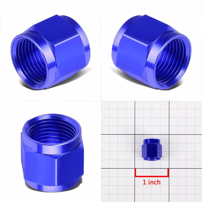 Blue Aluminum Female Tube/Line Sleeve Nut Flare Oil/Fuel 3AN Fitting Adapter BuildFastCar