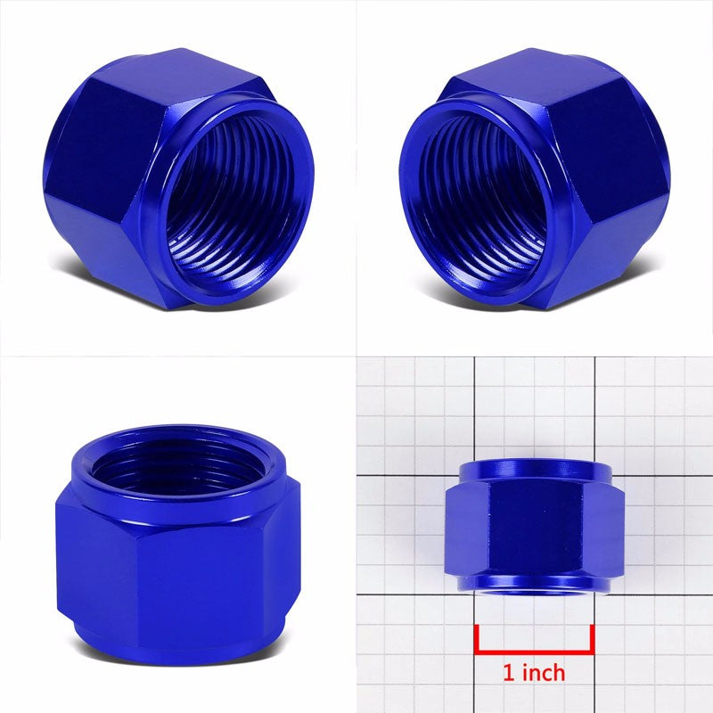 Blue Aluminum Female Tube/Line Sleeve Nut Flare Oil/Fuel 12AN Fitting Adapter BuildFastCar