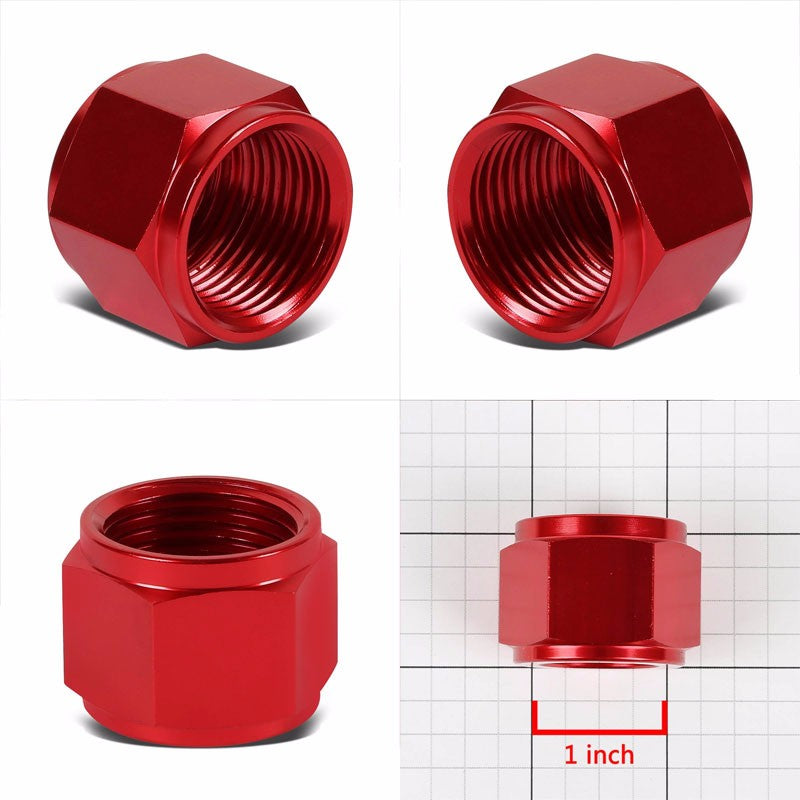 Red Aluminum Female Tube/Line Sleeve Nut Flare Oil/Fuel 12AN Fitting Adapter BuildFastCar