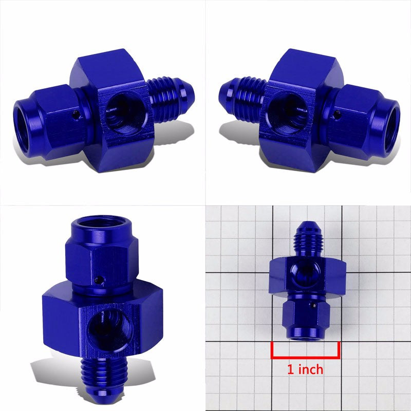 Blue Female/Male+1/8" NPT Side Port Oil/Fuel Pressure 4AN-4AN Fitting Adapter BuildFastCar