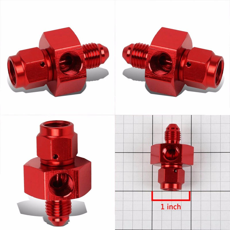 Red Female/Male+1/8" NPT Side Port Oil/Fuel Pressure 4AN-4AN Fitting Adapter BuildFastCar