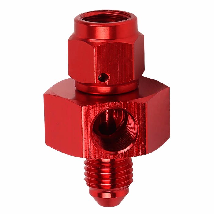 Red Female/Male+1/8" NPT Side Port Oil/Fuel Pressure 4AN-4AN Fitting Adapter BuildFastCar