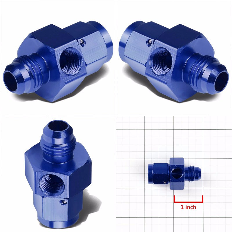 Blue Female/Male+1/8" NPT Side Port Oil/Fuel Pressure 6AN-6AN Fitting Adapter BuildFastCar