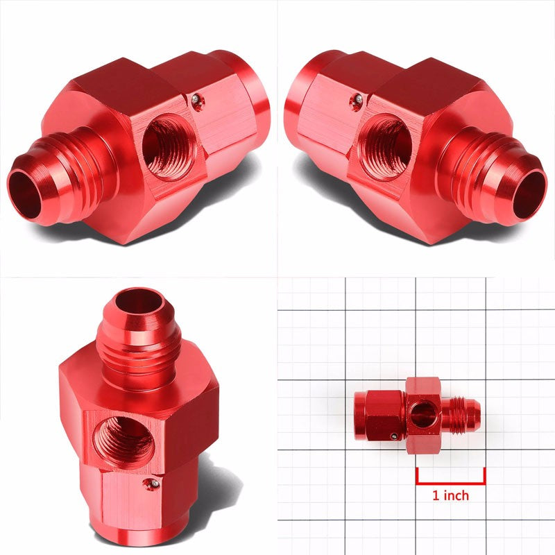 Red Female/Male+1/8" NPT Side Port Oil/Fuel Pressure 6AN-6AN Fitting Adapter BuildFastCar