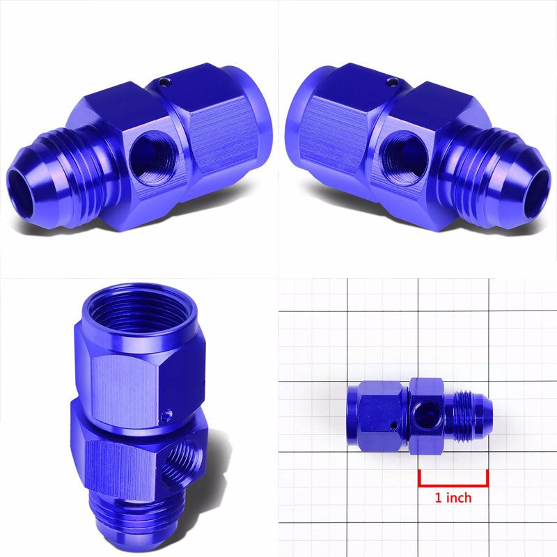 Blue Female/Male+1/8" NPT Side Port Oil/Fuel Pressure 8AN-8AN Fitting Adapter BuildFastCar