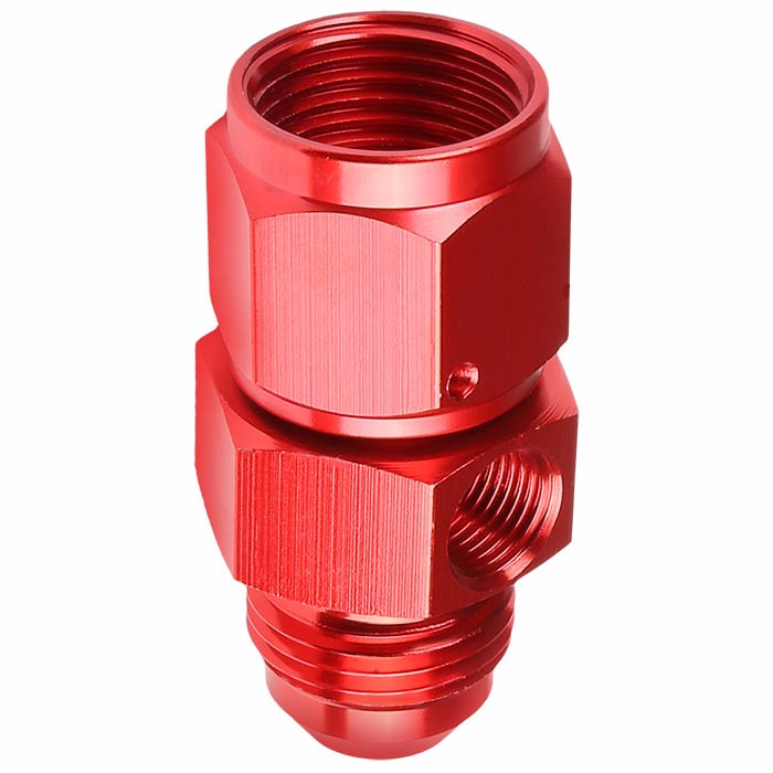 Red Female/Male+1/8" NPT Side Port Oil/Fuel Pressure 8AN-8AN Fitting Adapter BuildFastCar