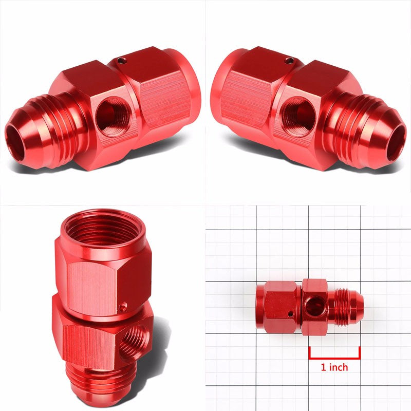 Red Female/Male+1/8" NPT Side Port Oil/Fuel Pressure 8AN-8AN Fitting Adapter BuildFastCar