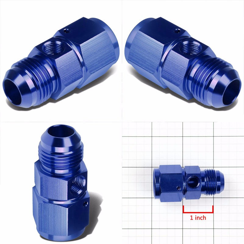 Blue Female/Male+1/8" NPT Side Port Oil/Fuel Pressure 10AN-10AN Fitting Adapter BuildFastCar