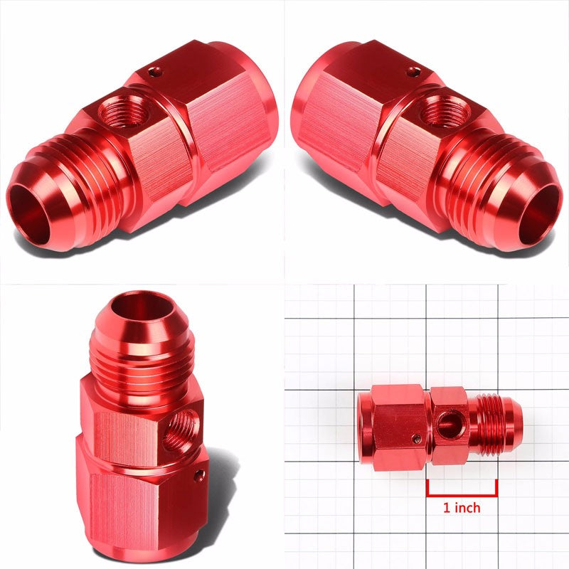 Red Female/Male+1/8" NPT Side Port Oil/Fuel Pressure 10AN-10AN Fitting Adapter BuildFastCar