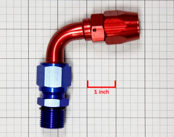 Red/Blue 90 Degree Swivel Oil/Fuel/Fluid Extended Hose End 10AN Fitting Adapter BuildFastCar