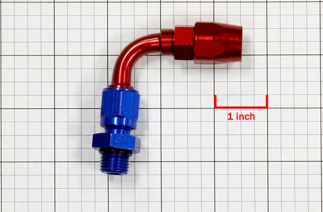 Red/Blue 90 Degree Swivel Oil/Fuel/Gas/Fluid Hose End 6AN T8 Fitting Adapter BuildFastCar