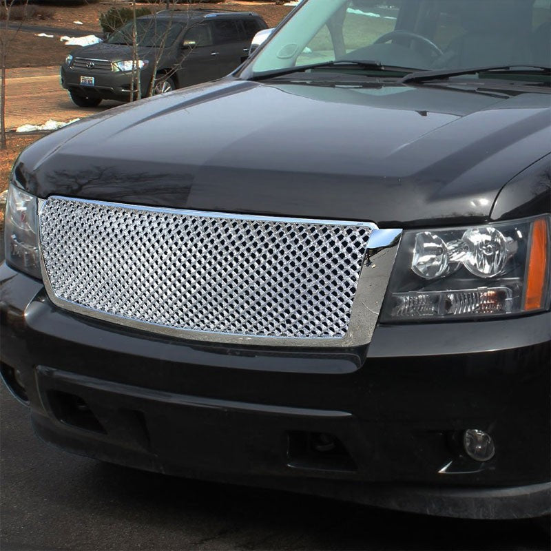 Chrome Diamond Mesh Style Front Grille For 07-14 Avalanche/Tahoe/Suburban V8-Exterior-BuildFastCar