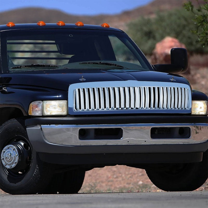 Chrome Vertical Style Front Grille For Dodge 95-01 Ram 1500 3.9L/5.2L/5.9L/8.0L-Exterior-BuildFastCar