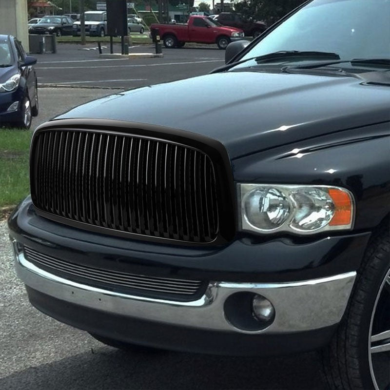 Black Vertical Style Replacement Grille For 02-05 Ram 1500/2500/3500 V8/V10-Exterior-BuildFastCar
