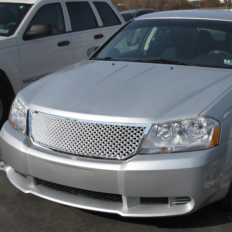 Chrome Diamond Mesh Style Replacement Grille For Dodge 08-10 Avenger Sedan DOHC-Exterior-BuildFastCar