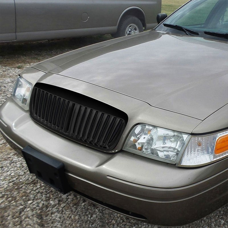 Black Vertical Style Front Grille For Ford 98-11 Crown Victoria 4.6L V8 Sedan-Exterior-BuildFastCar