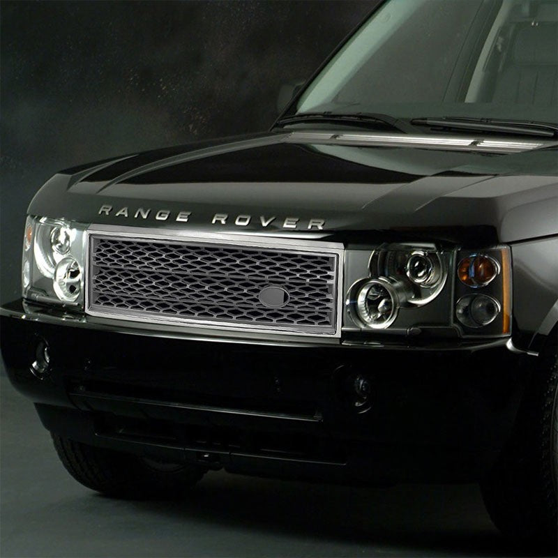 Chrome Frame/Silver Honeycomb Mesh Style Front Grille For 03-05 Range Rover HSE-Exterior-BuildFastCar