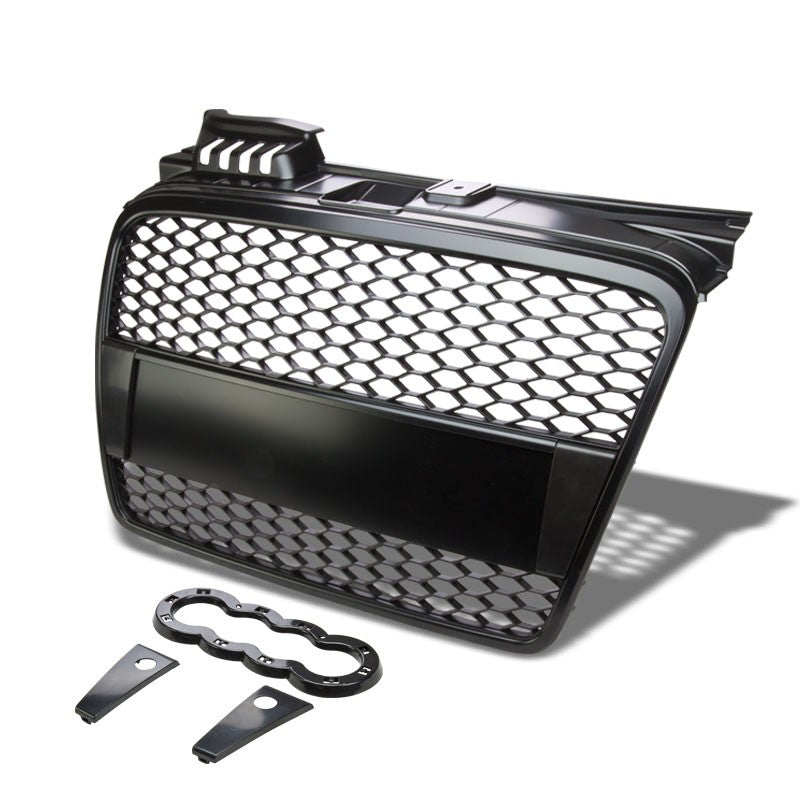 Black Frame/Black Honeycomb Mesh RS Style Grille For 05-08 A4 B7 Typ 8E/8H PL46-Exterior-BuildFastCar