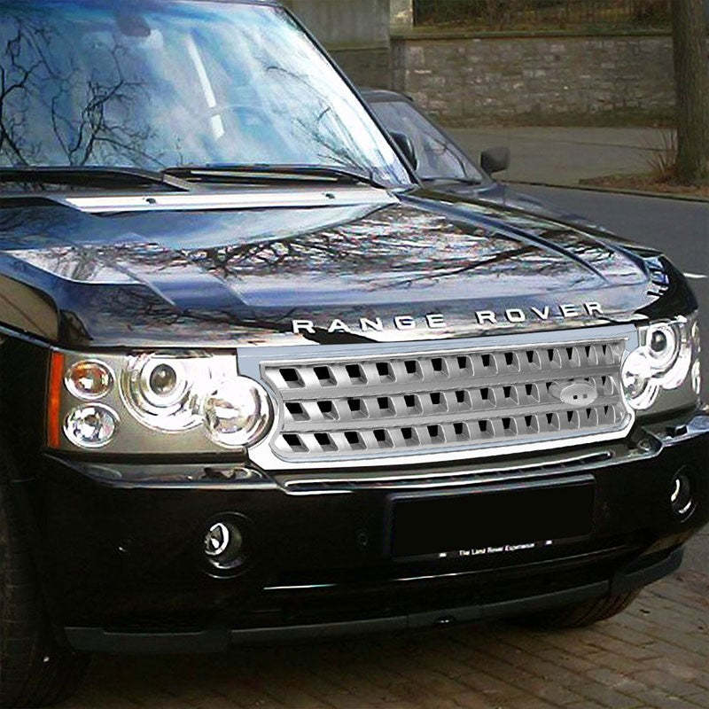 Chrome/Silver Square Mesh Style Front Grille Grill For 06-09 Range Rover V8 DOHC-Exterior-BuildFastCar