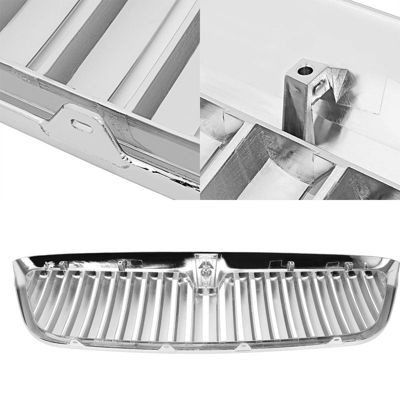 Chrome Vertical Style Front Grille Grill For Lincoln 98-02 Navigator 5.4L DOHC-Exterior-BuildFastCar