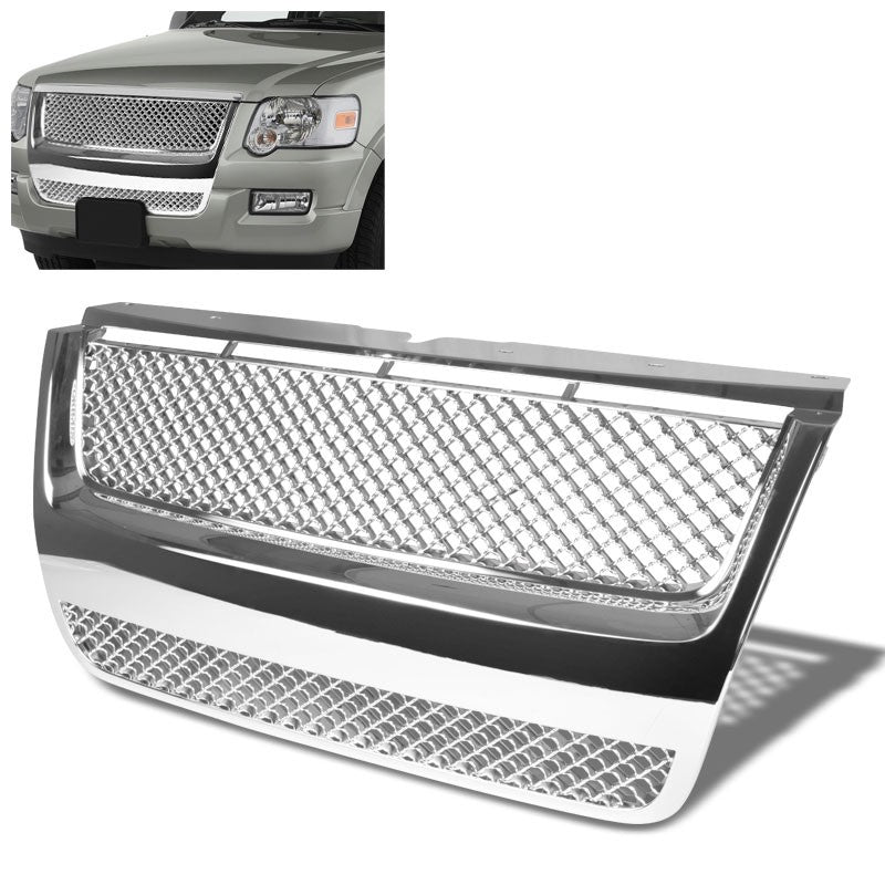 Chrome Diamond Mesh Style Front Grille For 07-10 Explorer U251 4.0L/4.6L V6/V8-Exterior-BuildFastCar