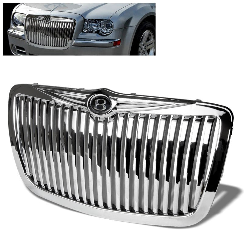 Chrome Vertical Style Replacement Front Grille For Chrysler 05-10 300 LX V6/V8-Exterior-BuildFastCar