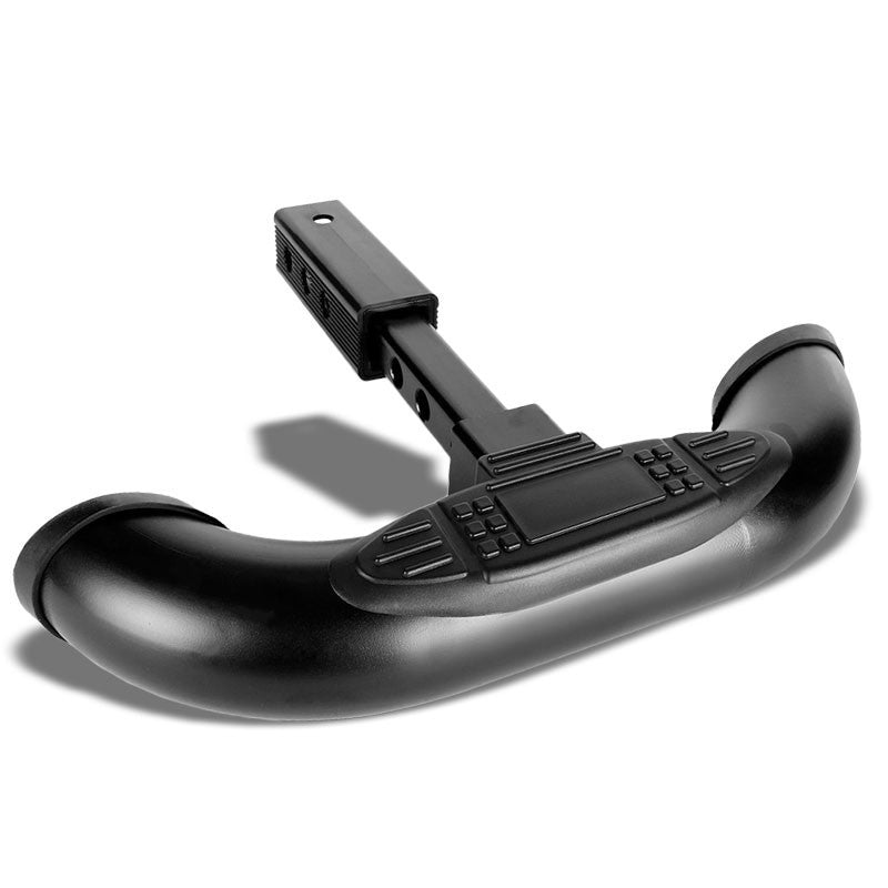 Black 18" Pedal Class III 1.25/2.00" Receiver 3.00" Round Trailer Tailgate/Hitch Step Bar-Exterior-BuildFastCar