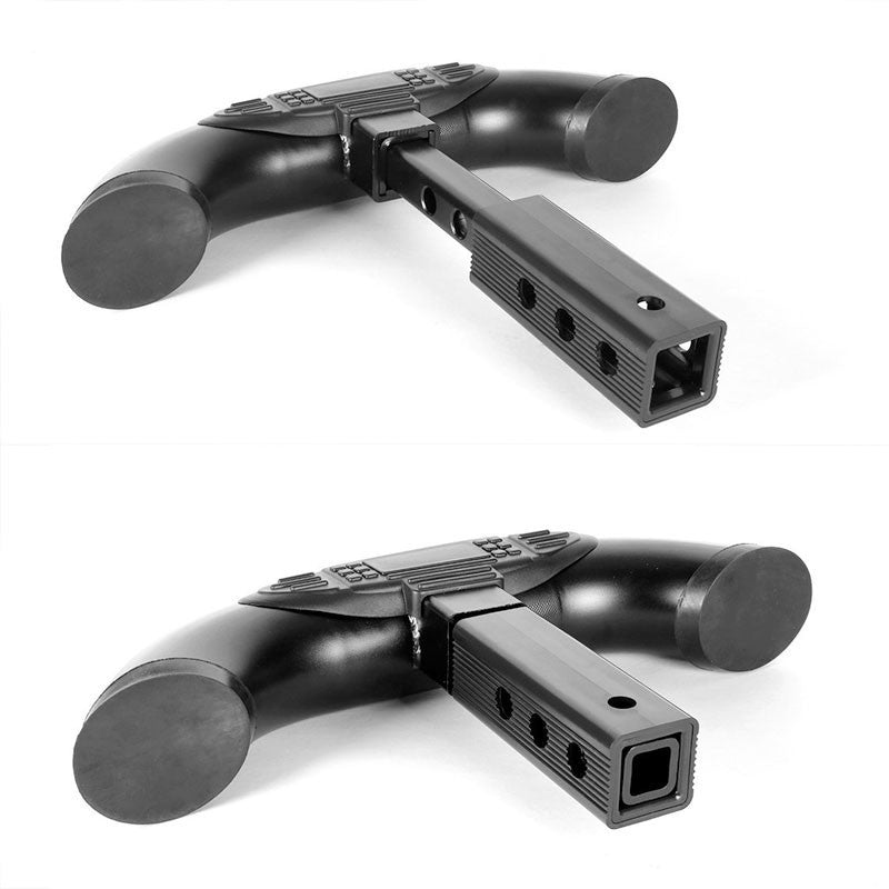Black 18" Pedal Class III 1.25/2.00" Receiver 3.00" Round Trailer Tailgate/Hitch Step Bar-Exterior-BuildFastCar