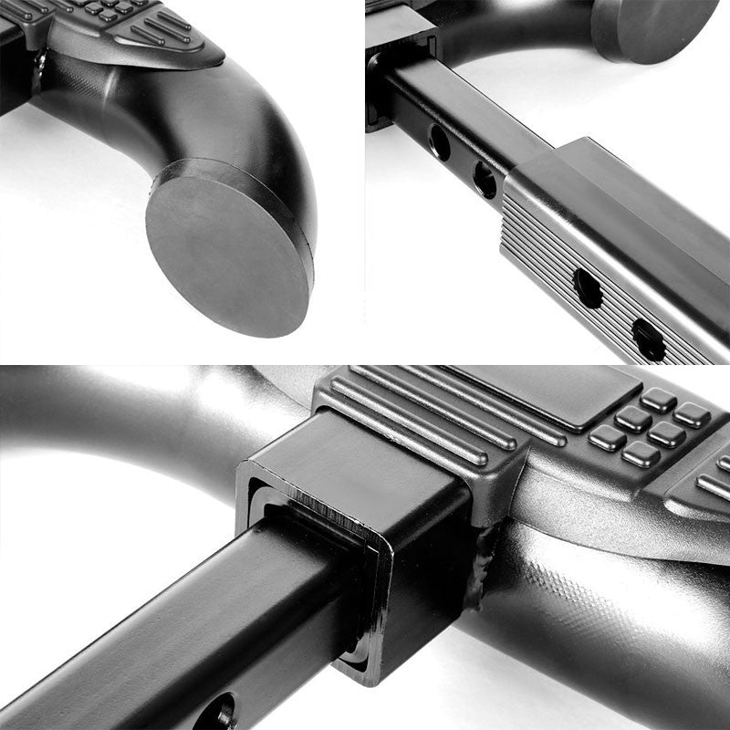 Black 18" Pedal Class III 1.25/2.00" Receiver 3.00" Round Trailer Tailgate/Hitch Step Bar-Exterior-BuildFastCar