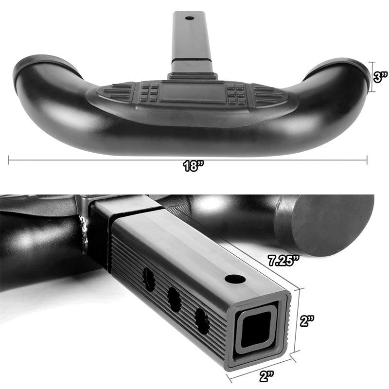Black 18" Pedal Class III 1.25/2.00" Receiver 3.00" Round Trailer Tailgate/Hitch Step Bar-Exterior-BuildFastCar
