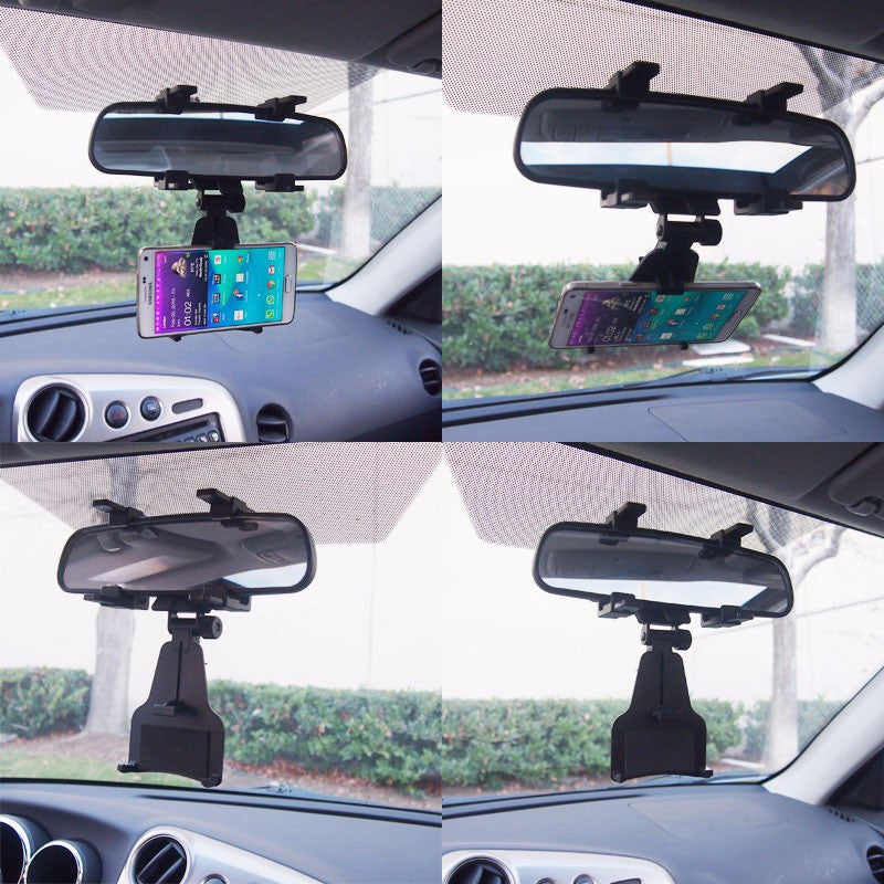 Black Adjustable Car Rearview Mirror Clip Mount Bracket Holder For Phone/Mobile-Accessories-BuildFastCar