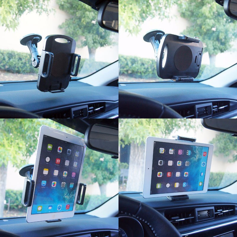 Black Universal Car Adjustable Windshield Suction Cup 360 Long Tablet Mount Holder-Accessories-BuildFastCar