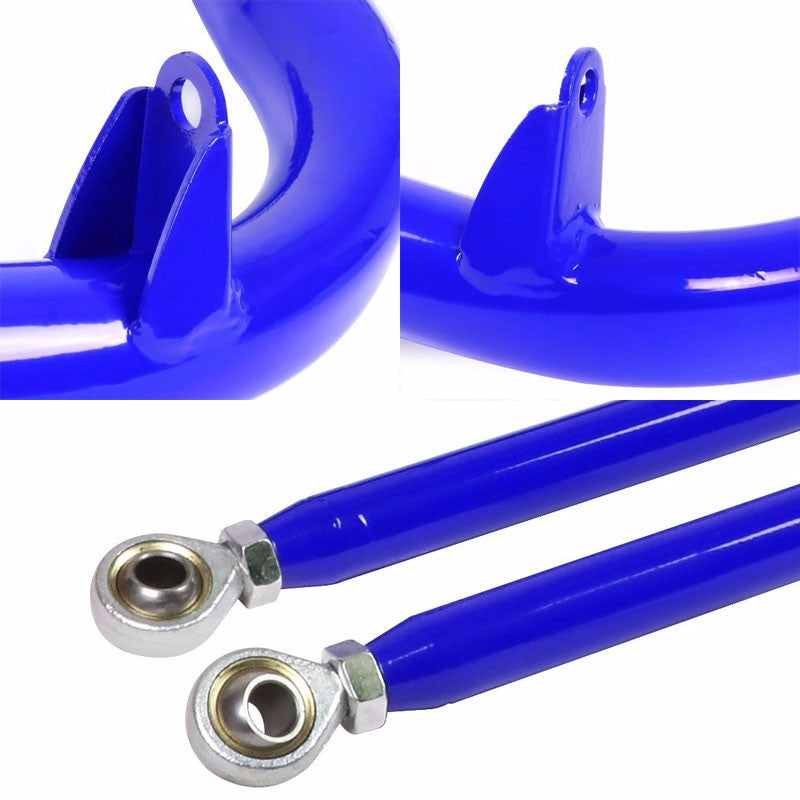 Blue Mild Steel 49" Racing Safety Chassis Seat Belt Harness Bar/Across Tie Rod+Support Rod-Interior-BuildFastCar