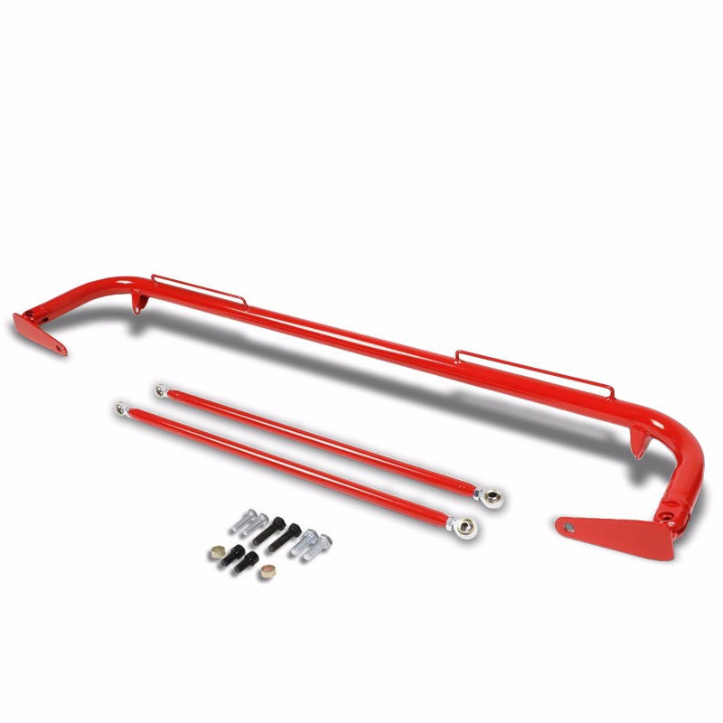 Red Mild Steel 49" Racing Safety Chassis Seat Belt Harness Bar/Across Tie Rod+Support Rod-Interior-BuildFastCar