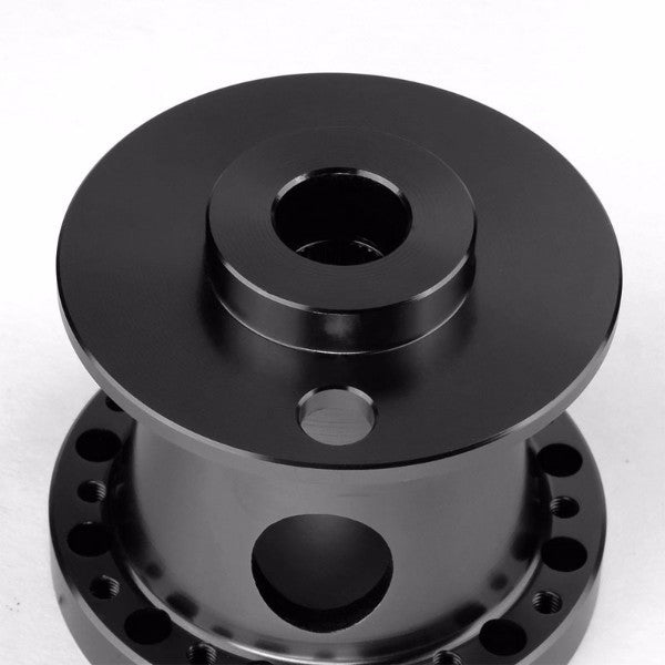 Black Aluminum 6-Hole Steering Wheel Hub Adapter For Nissan 240SX/300ZX/Sentra/Altima-Interior-BuildFastCar