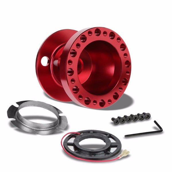 Red Aluminum 6-Hole Steering Wheel Hub Adapter For Nissan 240SX/300ZX/Sentra/Altima-Interior-BuildFastCar