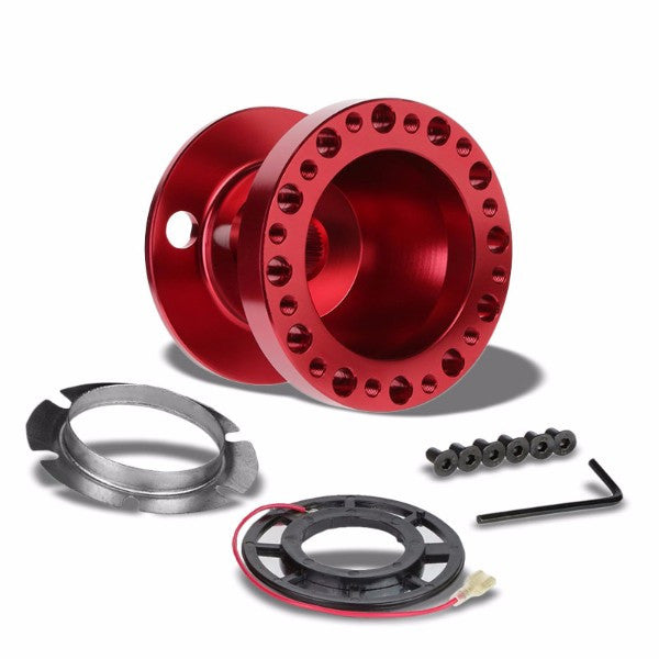 Red Aluminum 6-Hole Steering Wheel Hub Adapter For 90-95 Accord CB CD/92-96 Prelude BA8/9-Interior-BuildFastCar