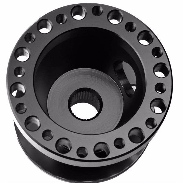 Black Aluminum 6-Hole Steering Wheel Hub Adapter For 92-95 Integra DC2/Civic EG EH EJ-Interior-BuildFastCar