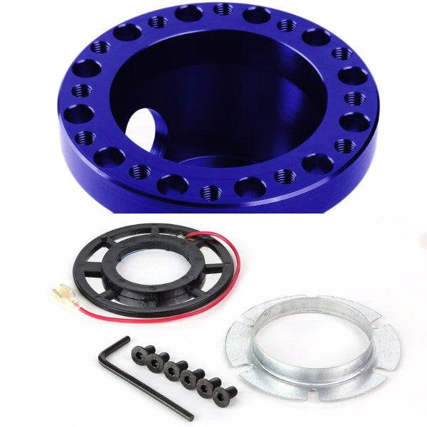 Blue Aluminum 6-Hole Steering Wheel Hub Adapter For 92-95 Integra DC2/Civic EG EH EJ-Interior-BuildFastCar